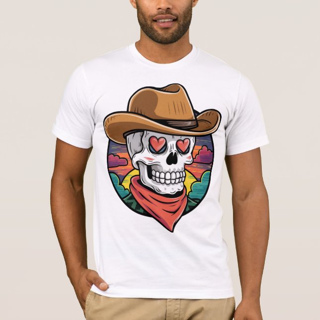 Cute cowboyskalle - ögon t shirt (Framsida)