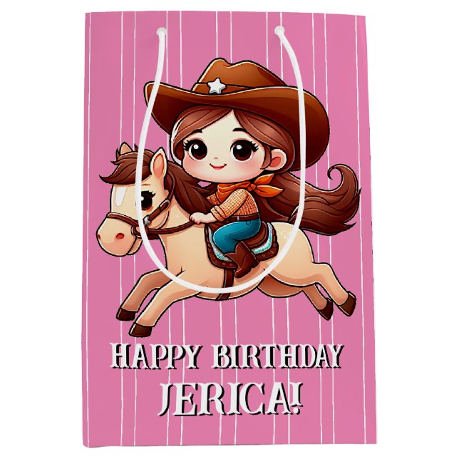 Cute Cowgirl and Horse Western Birthday (Framsidan)