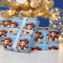 Cute Cowgirl and Horse Western Birthday Presentpapper