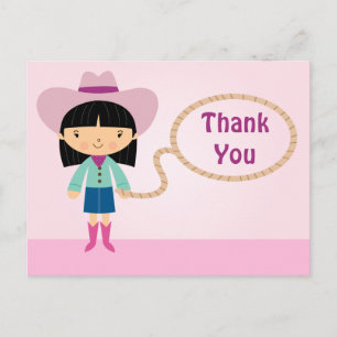 Cute cowgirl är tack för vykort