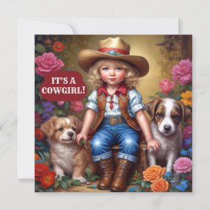 Cute Cowgirl Baby Shower Hund Flower Baby Shower Inbjudningar