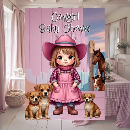 Cute Cowgirl Baby Shower Rosa Blue Animals Inbjudningar