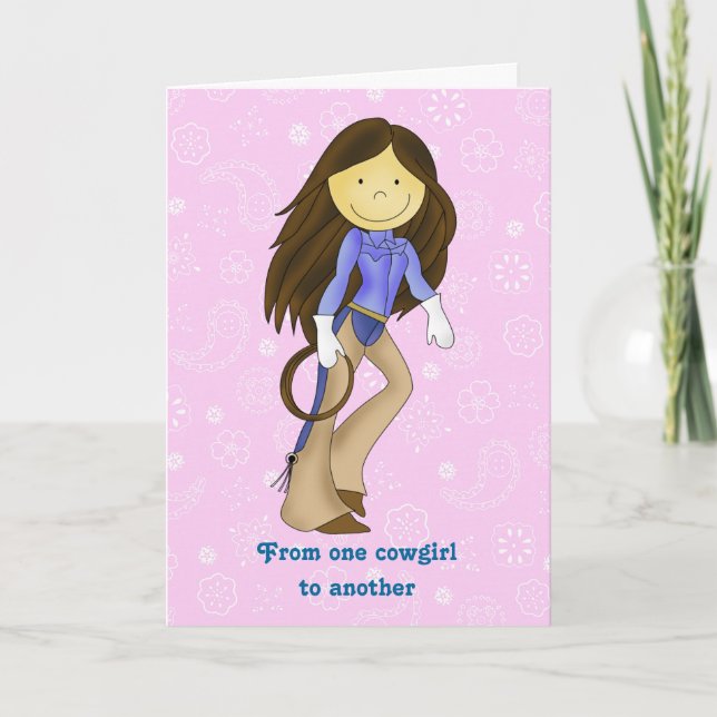 Cute Cowgirl Birday Card Kort (Framsida)