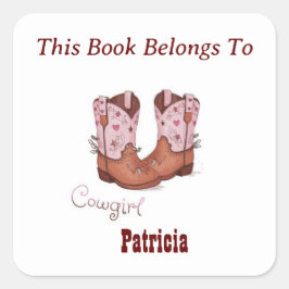 Cute CowGirl boots här i Bok i Tillhören till Fyrkantigt Klistermärke