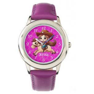 Cute Cowgirl och Horse Western Rosa Armbandsur