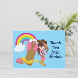 Cute Cowgirl Rainbow Land Western Girl Anpassnings Tack Kort