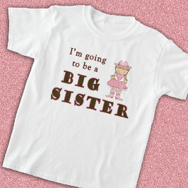 Cute Cowgirl Rosa kommer att bli stor syster Tee Shirt