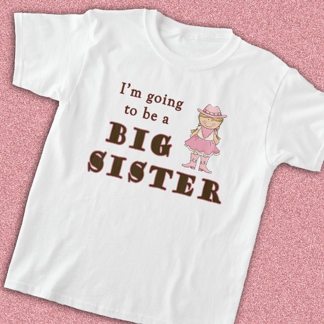 Cute Cowgirl Rosa kommer att bli stor syster Tee Shirt (Skapare uppladdad)