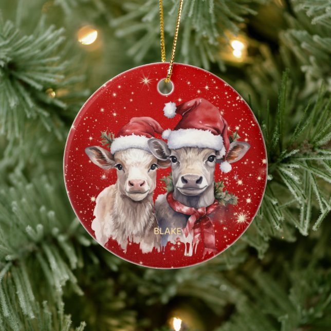 Cute Cows - Newborn & Kids Personlig jul Julgransprydnad Keramik (Träd)