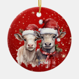 Cute Cows - Newborn & Kids Personlig jul Julgransprydnad Keramik