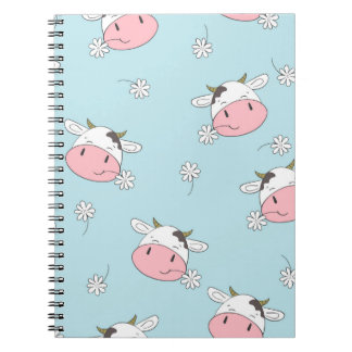 Cute cows sömlös mönster. Vintagens barnsliga rygg Anteckningsbok