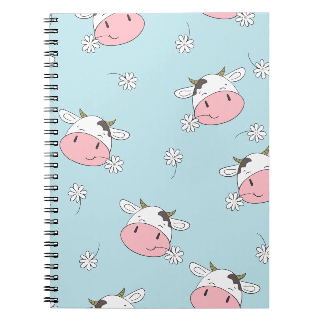 Cute cows sömlös mönster. Vintagens barnsliga rygg Anteckningsbok (Framsidan)