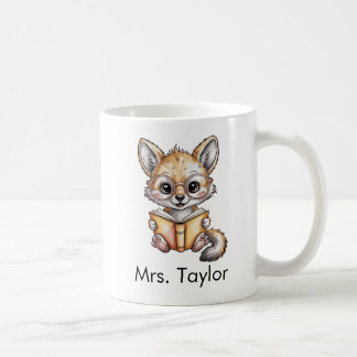Cute Coyote Reading Book Custom Kaffemugg