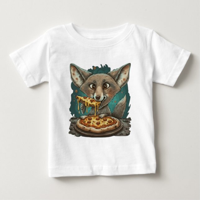 Cute coyote som äter pizza t shirt (Framsida)