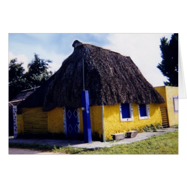 Cute Cozumel Thatched Tak Home Hälsningskort (Framsidan Horizontal)