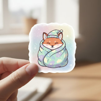 Cute Cozy Fox Stickers  Runt Klistermärke