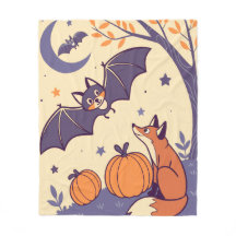 Cute & Cozy Halloween Blanket with Smiling Bats, 