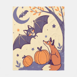 Cute & Cozy Halloween Blanket with Smiling Bats,  Fleecefilt