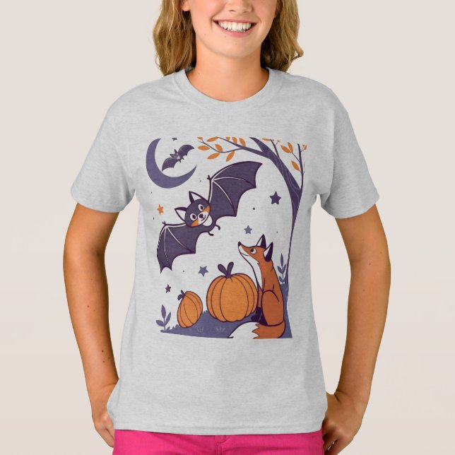 Cute & Cozy Halloween Tumblers with Smiling Bats,  T Shirt (Framsida)