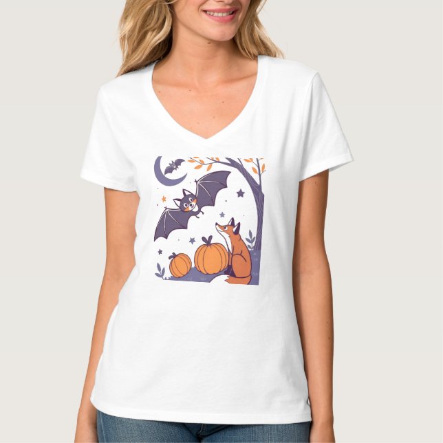 Cute & Cozy Halloween Tumblers with Smiling Bats,  T Shirt (Framsida)