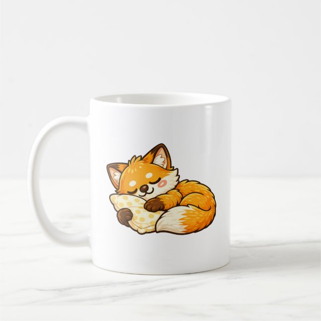Cute Cozy Sleeping Fox Kaffemugg (Vänster)