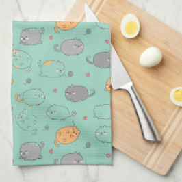 Cute & Cozy Sleepy Cat Dreams Pattern Kökshandduk