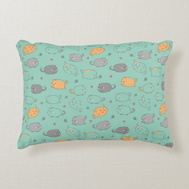 Cute & Cozy Sleepy Cat Dreams Pattern Prydnadskudde (Framsidan)