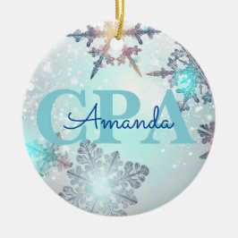 Cute CPA Ice Blue Snowflake Personlig Namn Julgransprydnad Keramik