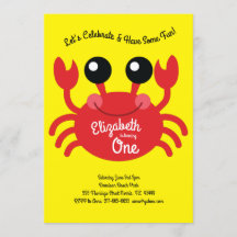 Cute Crab Beach Kids 1:a födelsedag Party