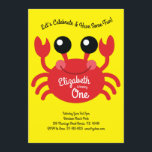 Cute Crab Beach Kids 1:a födelsedagen Party Inbjudningar<br><div class="desc">De här vackra modet,  färgade,  söta krabba födelsedagsfest inbjudan är perfekt för ett barn 1-årsdagen firande!  Anpassa texten så att den blir din egen.  Det moderna sättet att se och känna är perfekten att fira din lilla som kärlek går till stranden för sin födelsedag och äter spannmål!</div>