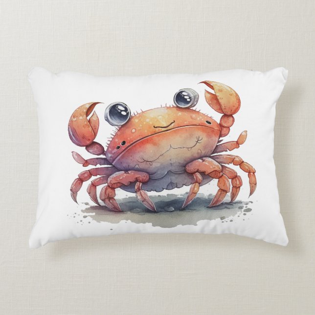 Cute Crab-dekorfärg Prydnadskudde (Framsidan)