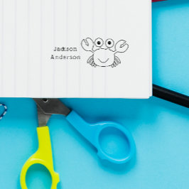 Cute Crab Handdragen Doodle Anpassningsbar Kid Nam Självfärgande Stämpel