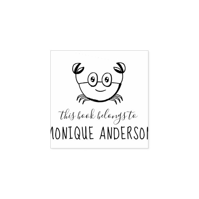 Cute Crab | Handskriven Tillhör Bok till Namn vid  Stämpel (Tryck)