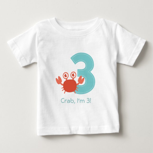 Cute Crab I är 3 tredje födelsedag Baby T Shirt (Framsida)