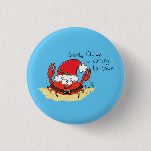 Cute Crab julklapp, jultomten, Helgdag Tecknad Knapp