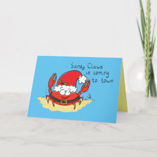 Cute Crab-jultomten, Helgdag-Tecknaden Kort