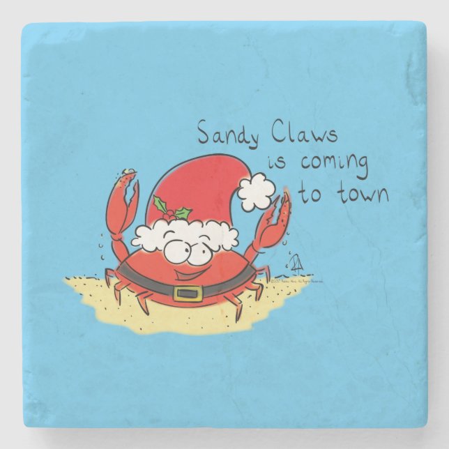 Cute Crab-jultomten, Helgdag-Tecknaden Stenunderlägg (Framsidan)