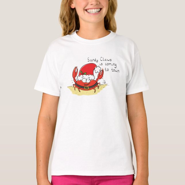 Cute Crab-jultomten, Helgdag-Tecknaden T Shirt (Framsida)