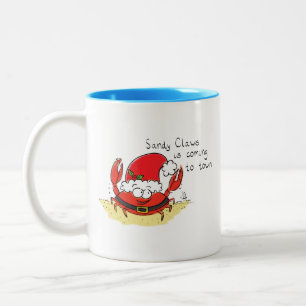 Cute Crab-jultomten, Helgdag-Tecknaden Två-Tonad Mugg