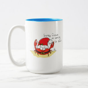 Cute Crab-jultomten, Helgdag-Tecknaden Två-Tonad Mugg
