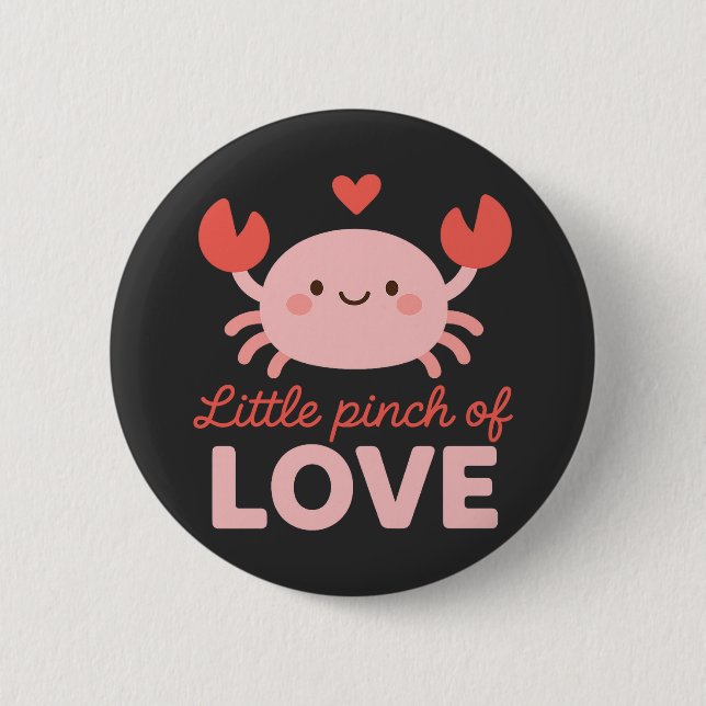 Cute Crab Little Pinch från Kärlek Valentines day Knapp (Framsida)