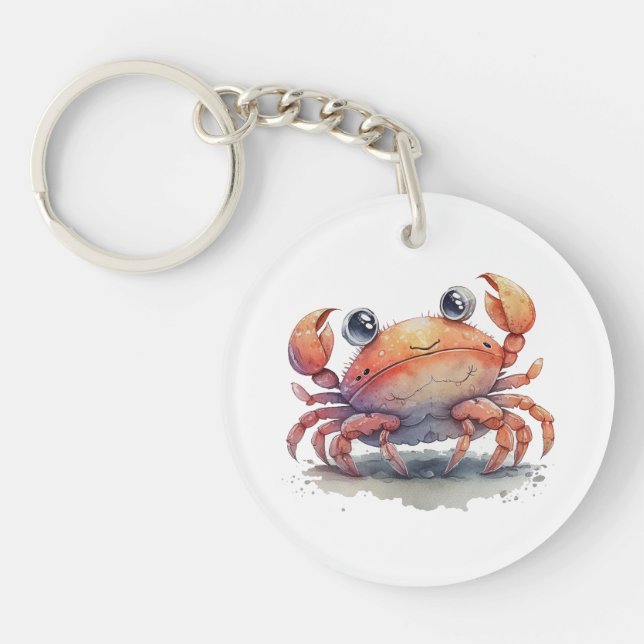 Cute Crab Round Acrylic Keychain (Framsidan)