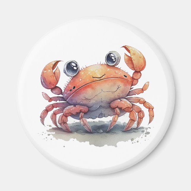 Cute Crab Round Magnet (Framsidan)