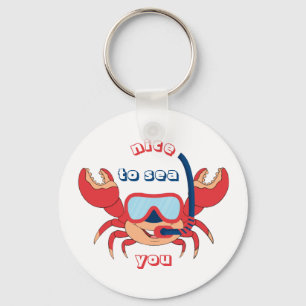 Cute Crab Snorkel-Tecknaden... Nyckelring