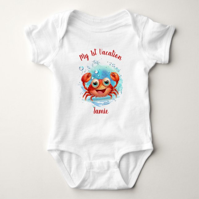 Cute Crab (sommarvakation) Beach Namn T Shirt (Framsida)