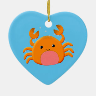 Cute Crab-Tecknad Julgransprydnad Keramik