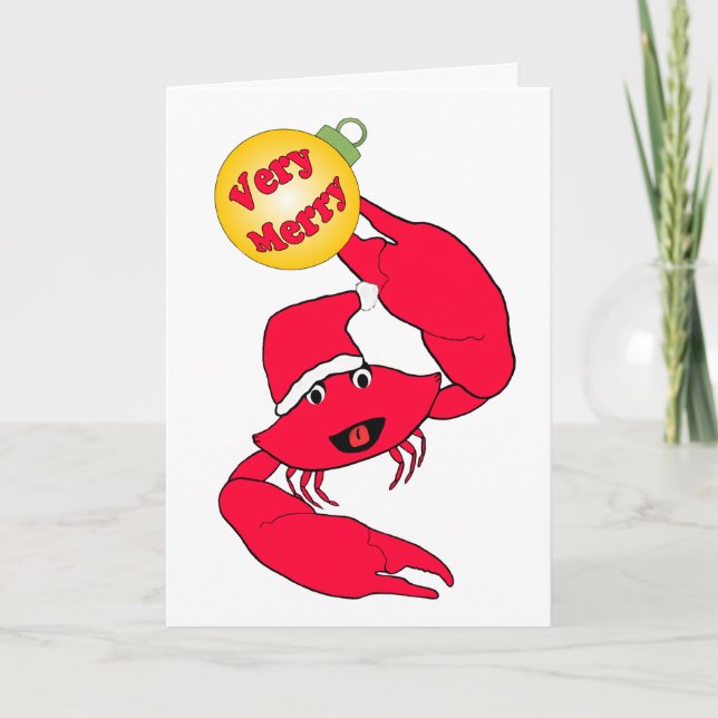 Cute Crab Tecknad Mycket God jul Helgkort (Framsida)