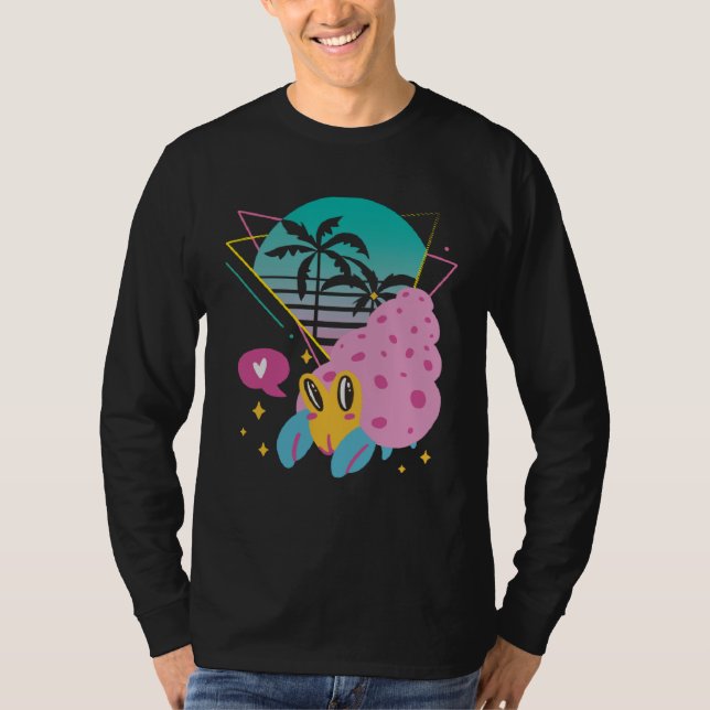 Cute Crab with Palm trees Seafood Ocean T Shirt (Framsida)