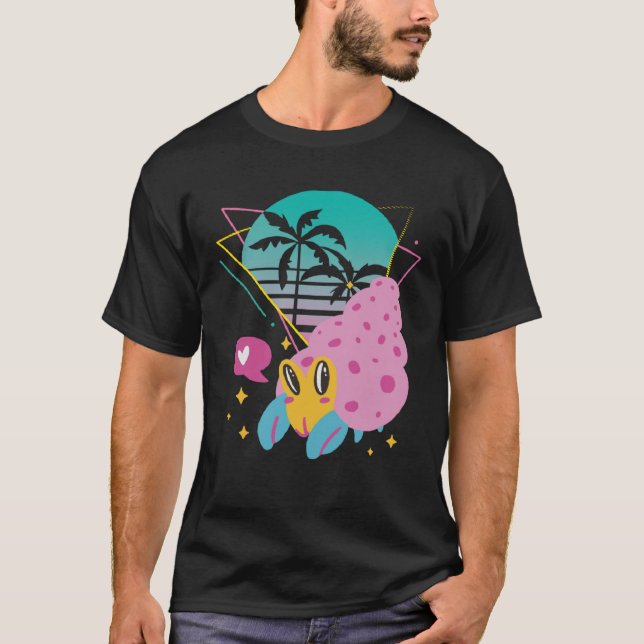 Cute Crab with Palm trees Seafood Ocean T Shirt (Framsida)