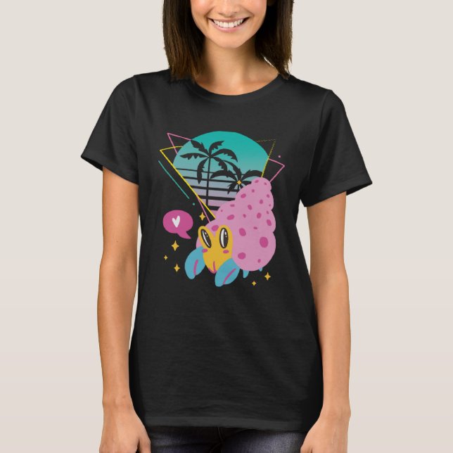 Cute Crab with Palm trees Seafood Ocean T Shirt (Framsida)